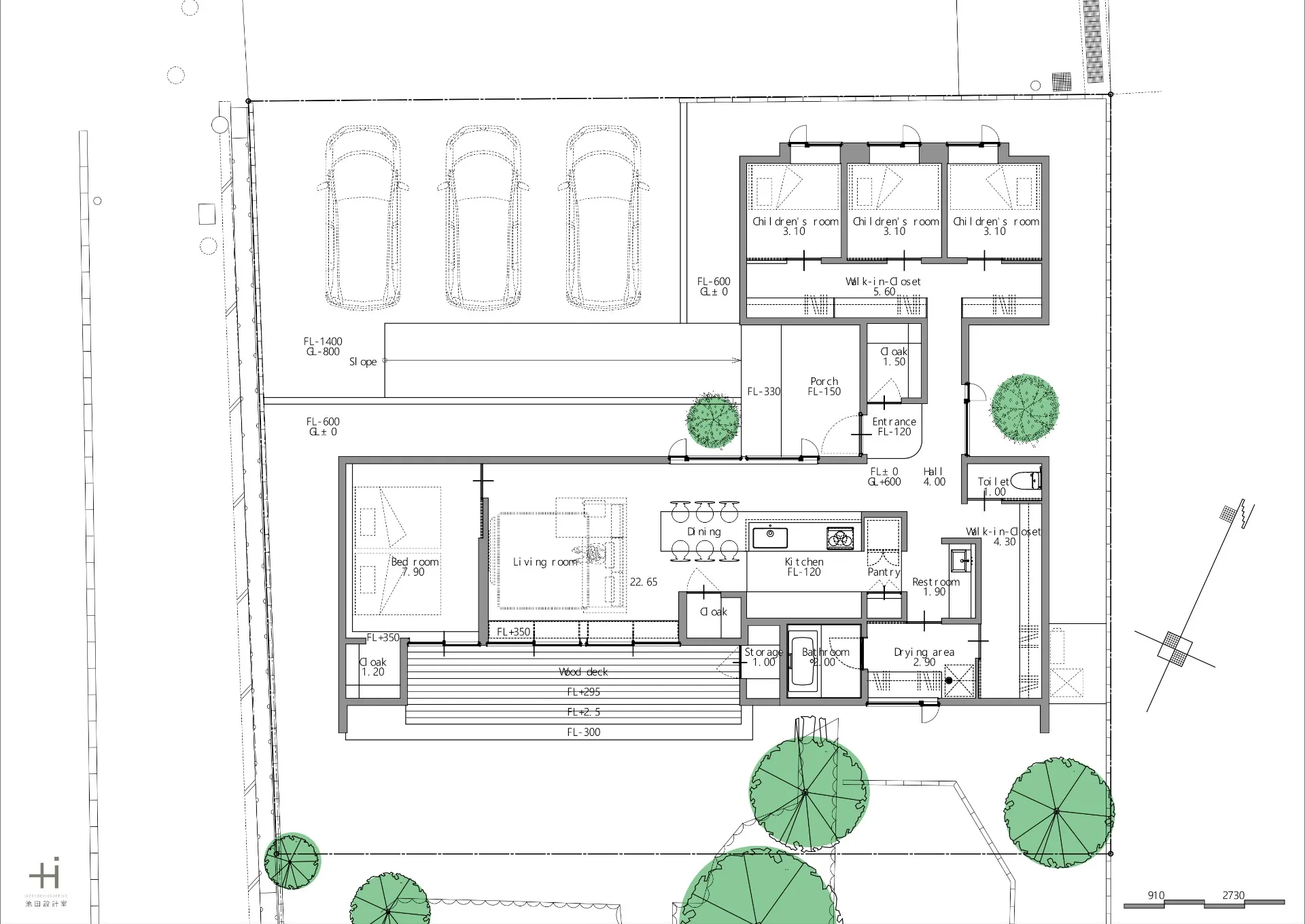 ファーストプラン：宇多津の双子屋根の平屋